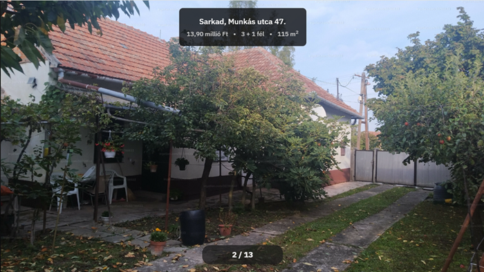 Sarkadon kertes ház eladó